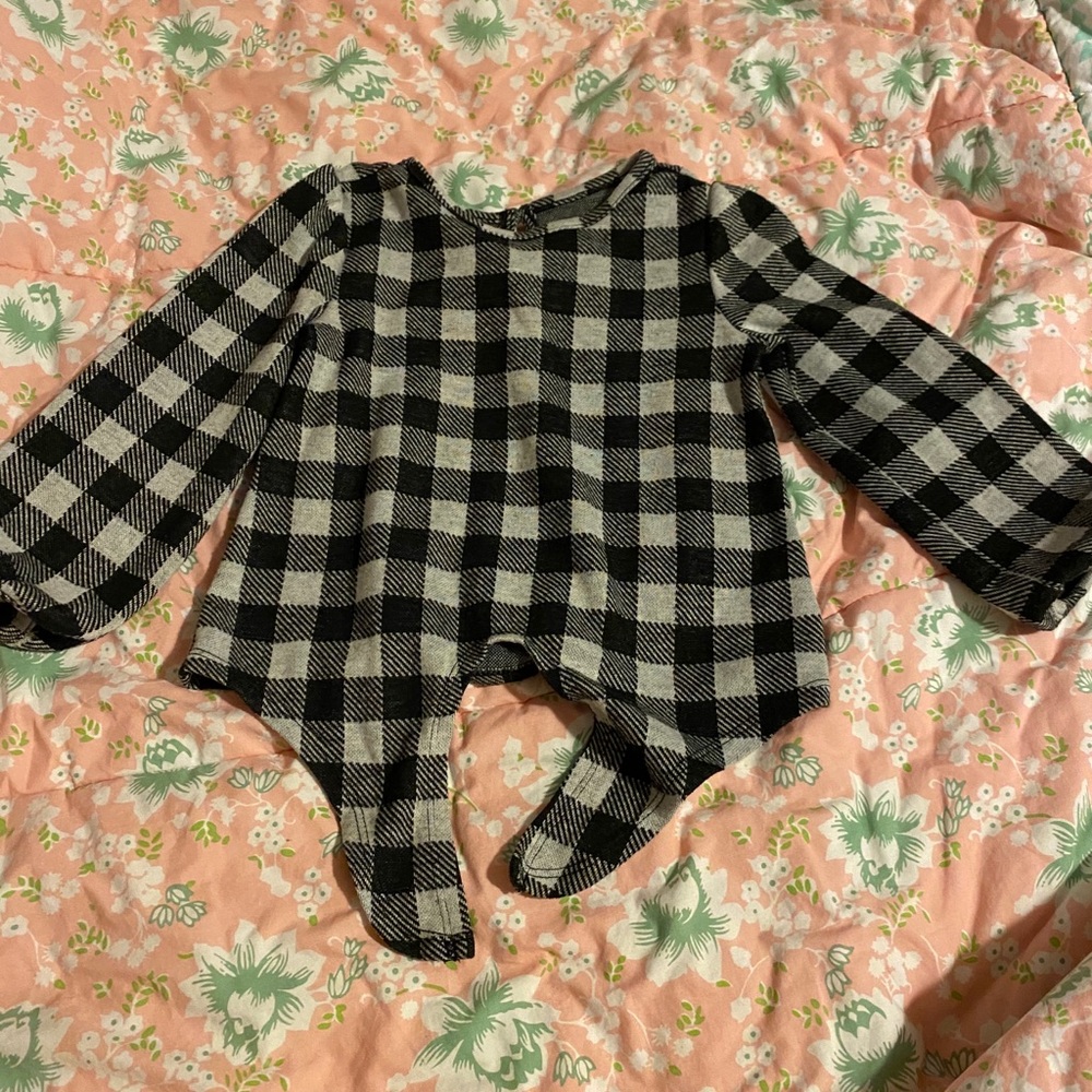 Long sleeve black checkered kid’s shirt